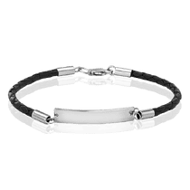 обзорное фото Кожанный браслет с серебряной пластиной 034548 Серебряные браслеты обзорное фото Кожанный браслет с серебряной пластиной 034548  Серебряные браслеты