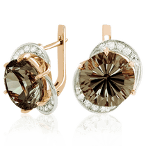 обзорное фото Золотые серьги с раухтопазом 023510 Золотые серьги с раухтопазом обзорное фото Золотые серьги с раухтопазом 023510  Золотые серьги с раухтопазом