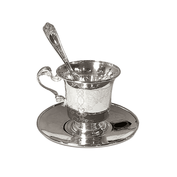 Срібна чашка для кави з блюдцем 031455 детальне зображення ювелірного виробу Срібна чашка для кави з блюдцем 031455 детальне зображення ювелірного виробу
