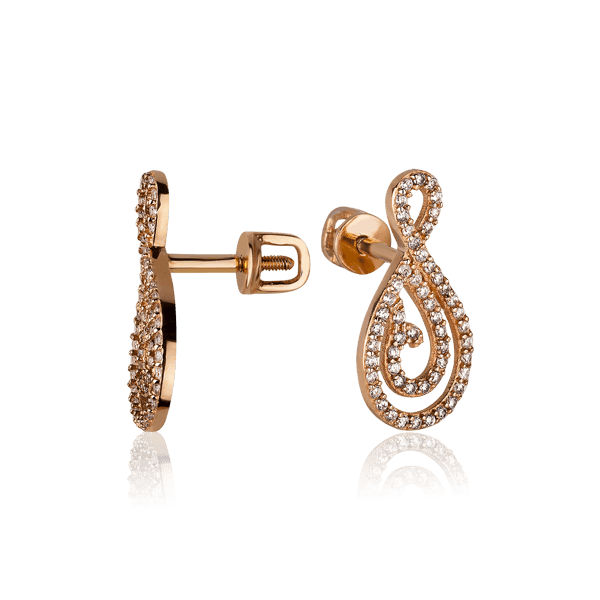 Золотые серьги с фианитом в красном золоте 030721 детальное изображение ювелирного изделия Золотые серьги пуссеты Золотые серьги с фианитом в красном золоте 030721 детальное изображение ювелирного изделия Золотые серьги пуссеты