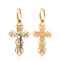 обзорное фото Золотой крестик 031878 Крестики женские обзорное фото Золотой крестик 031878  Крестики женские