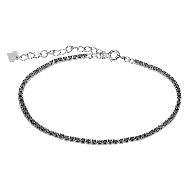 Серебряный теннисный браслет с черными фианитами и дополнительной цепочкой 039734 детальное изображение ювелирного изделия Серебряные женские браслеты Серебряный теннисный браслет с черными фианитами и дополнительной цепочкой 039734 детальное изображение ювелирного изделия Серебряные женские браслеты