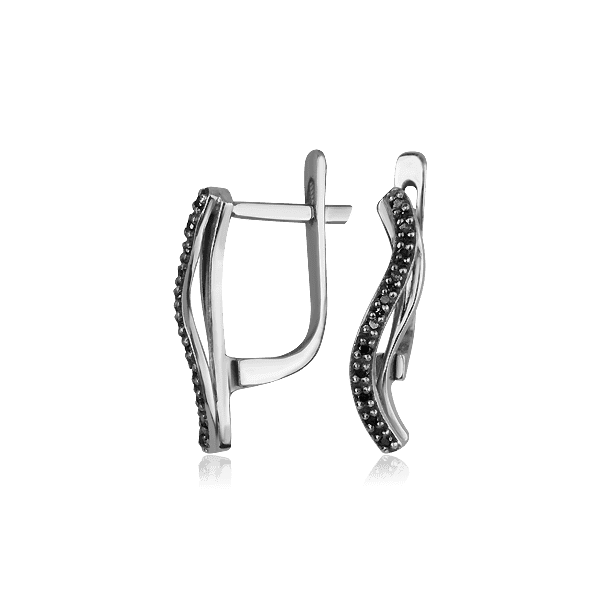 Золотые серьги с бриллиантом 2880/1 детальное изображение ювелирного изделия Золотые серьги с черными бриллиантами