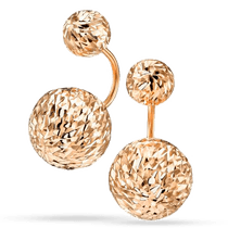 обзорное фото Золотые серьги шарики с алмазной гранью большие 040439  Золотые серьги