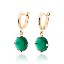 обзорное фото Сережки с ониксом в красном золоте Мэри 033070 Золотые серьги с ониксом обзорное фото Сережки с ониксом в красном золоте Мэри 033070  Золотые серьги с ониксом