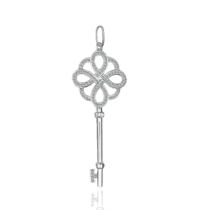 обзорное фото Серебряный кулон-ключ с фианитами 024776  Серебряные подвески со вставками