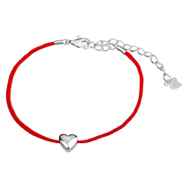 обзорное фото Серебряный браслет красная нить с сердечком 040115  Браслеты красная нить