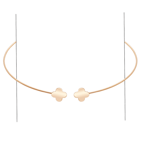 Жесткое колье чокер с Клевером в красном золоте 585 пробы 039745 детальное изображение ювелирного изделия Золотое колье без камней Жесткое колье чокер с Клевером в красном золоте 585 пробы 039745 детальное изображение ювелирного изделия Золотое колье без камней