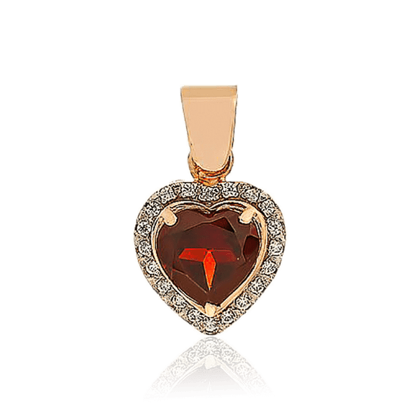Золотой кулон женский Сердце с гранатом и бриллиантами 036686 детальное изображение ювелирного изделия Золотые подвески Золотой кулон женский Сердце с гранатом и бриллиантами 036686 детальное изображение ювелирного изделия Золотые подвески