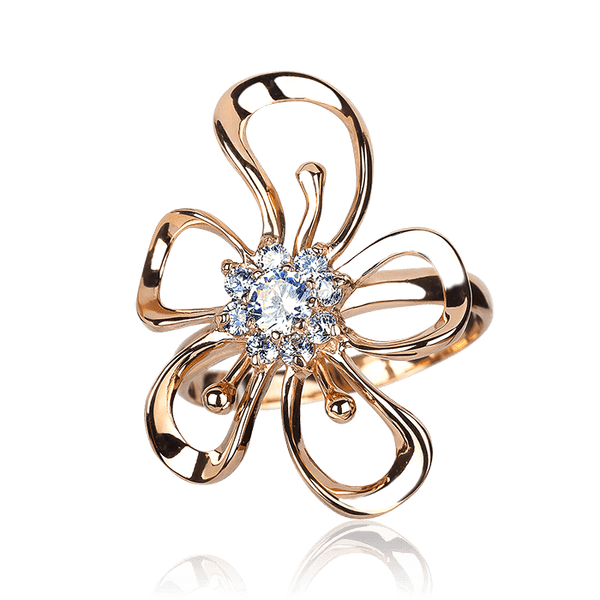 Купить  золотое кольцо с цирконием проба 585