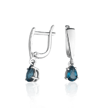 обзорное фото Золотые серьги в белом золоте с Лондон топазом 028332 Золотые серьги с топазом обзорное фото Золотые серьги в белом золоте с Лондон топазом 028332  Золотые серьги с топазом