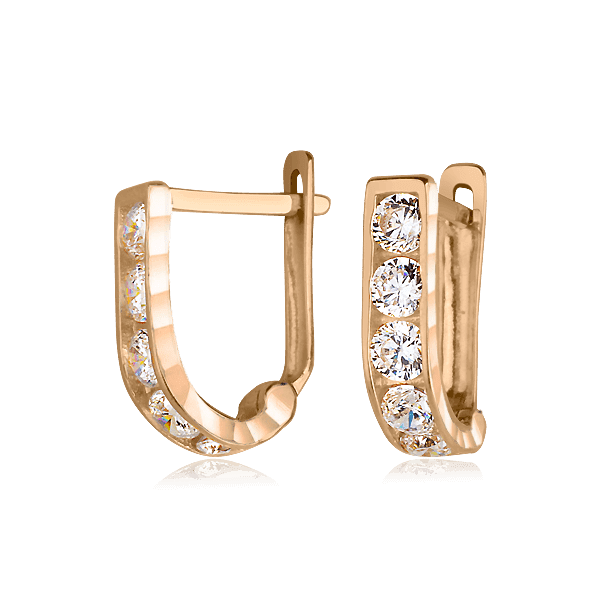 Золотые серьги с фианитом 028581 детальное изображение ювелирного изделия Серьги с камнями