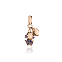 обзорное фото Золотой подвес с фиолетовыми фианитами 028246  Золотые кулоны с фианитом