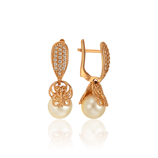 Свадебные золотые серьги с жемчугом 033436 детальное изображение ювелирного изделия Золотые серьги Свадебные золотые серьги с жемчугом 033436 детальное изображение ювелирного изделия Золотые серьги