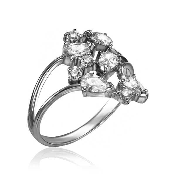 Изящное серебряное кольцо с фианитами Капельки Изящное серебряное кольцо с фианитами Капельки