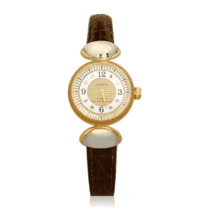 обзорное фото Женские часы с золотым корпусом и кожаным ремешком 036328  Женские золотые часы