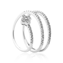 обзорное фото Молодежное золотое кольцо Четырехлистник с бриллиантами 032665  Кольца на фалангу из золота