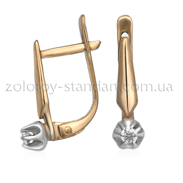 Золотые серьги с бриллиантом 21063 детальное изображение ювелирного изделия Золотые серьги с бриллиантами