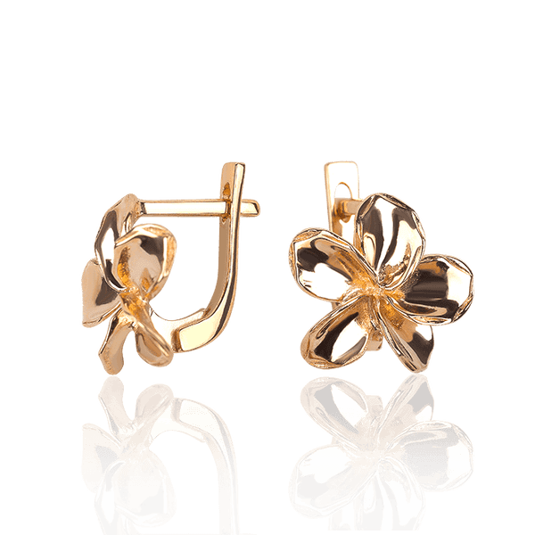 Золотые серьги в виде Цветка английский замок 032171 детальное изображение ювелирного изделия Золотые серьги без вставок Золотые серьги в виде Цветка английский замок 032171 детальное изображение ювелирного изделия Золотые серьги без вставок