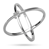 обзорное фото Серебряные кольца сдвоенные и перекрещенные с камешком фианит 040193  Серебряные кольца с фианитом