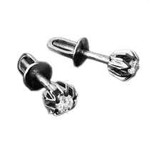 обзорное фото Серьги из белого золота с бриллиантами 023101  Золотые серьги с бриллиантами