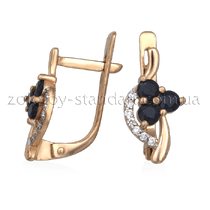 обзорное фото Золотые серьги с сапфирами и бриллиантами 21298 Золотые серьги с сапфиром обзорное фото Золотые серьги с сапфирами и бриллиантами 21298  Золотые серьги с сапфиром