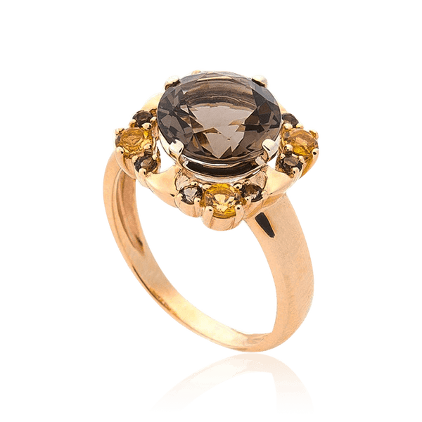 Золота каблучка жіноча з димчастим кварцом 034586 детальне зображення ювелірного виробу Золота каблучка жіноча з димчастим кварцом 034586 детальне зображення ювелірного виробу