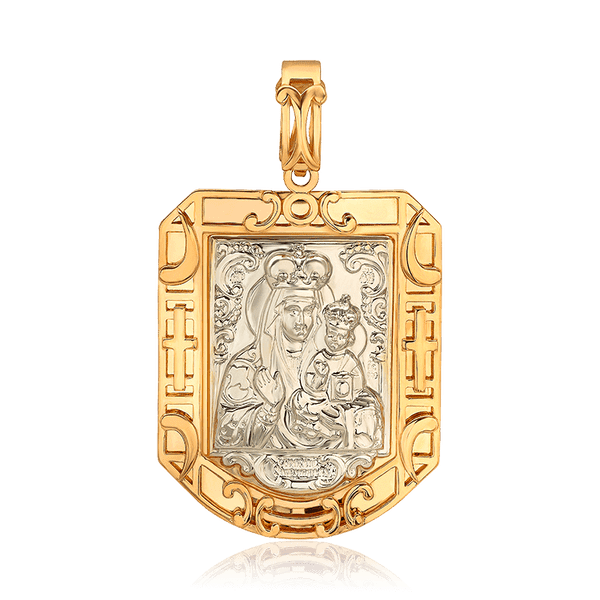 Нательная ладанка из комбинированного золота Зарваницкая икона 036252 детальное изображение ювелирного изделия Золотые подвески иконки Нательная ладанка из комбинированного золота Зарваницкая икона 036252 детальное изображение ювелирного изделия Золотые подвески иконки