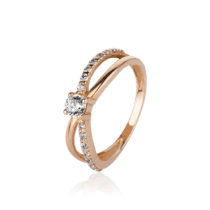 обзорное фото Золотое кольцо с цирконием 1,1,1293  Золотые кольца с фианитом