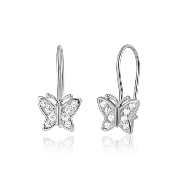 Детские серебряные серьги Бабочки с фианитами 031174 детальное изображение ювелирного изделия Серебряные серьги с камнями Детские серебряные серьги Бабочки с фианитами 031174 детальное изображение ювелирного изделия Серебряные серьги с камнями