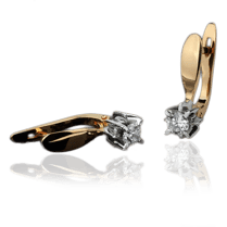 обзорное фото Серьги из красного золота с бриллиантами 023142  Золотые серьги с бриллиантами