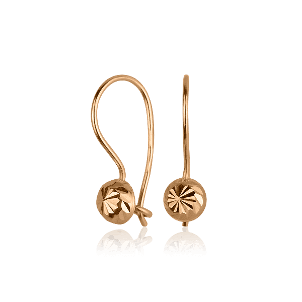 Золотые детские серьги Шарики с алмазной гранью на петле 026072 детальное изображение ювелирного изделия Серьги без камней Золотые детские серьги Шарики с алмазной гранью на петле 026072 детальное изображение ювелирного изделия Серьги без камней