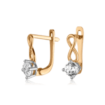 обзорное фото Золотые серьги с фианитом 025753  Серьги с камнями