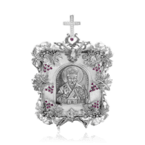 обзорное фото Серебряная икона Николай Угодник с виноградной лозой 035973  Иконы серебро