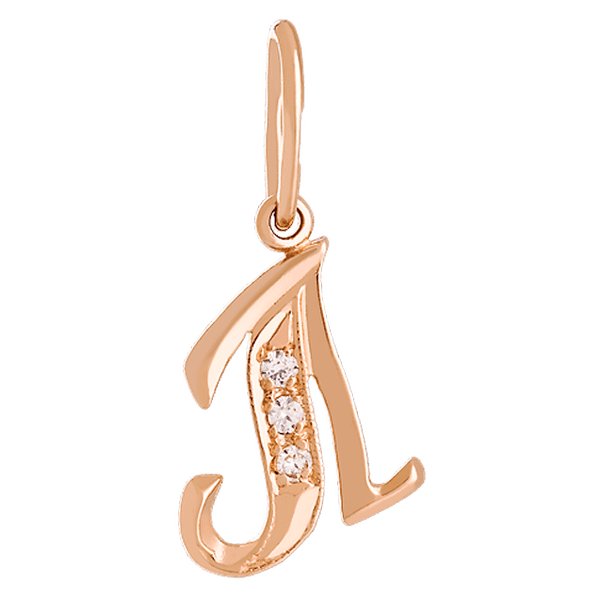 Золотой кулон буква Л с цирконием 023724 Золотой кулон буква Л с цирконием 023724