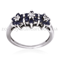 обзорное фото Золотое кольцо с сапфирами 11013/1  Золотые кольца с сапфиром
