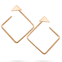 обзорное фото Оригинальные золотые серьги-продевки в геометрическом стиле 039004  Золотые серьги без вставок