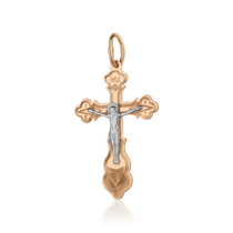 обзорное фото Православный крестик из комбинированного золота 3484/01  Золотые крестики