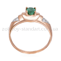 обзорное фото Золотое кольцо с изумрудом и бриллиантами 10290  Золотые кольца с изумрудом