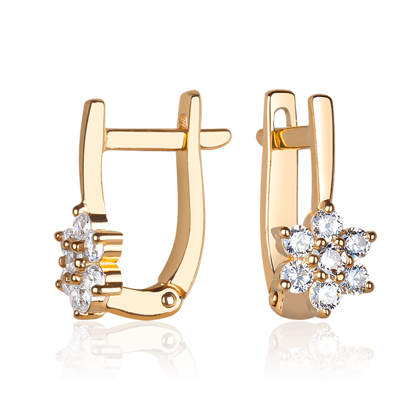 Сережки Цветочки из золота 585 с фианитами 036630 детальное изображение ювелирного изделия Серьги с камнями Сережки Цветочки из золота 585 с фианитами 036630 детальное изображение ювелирного изделия Серьги с камнями