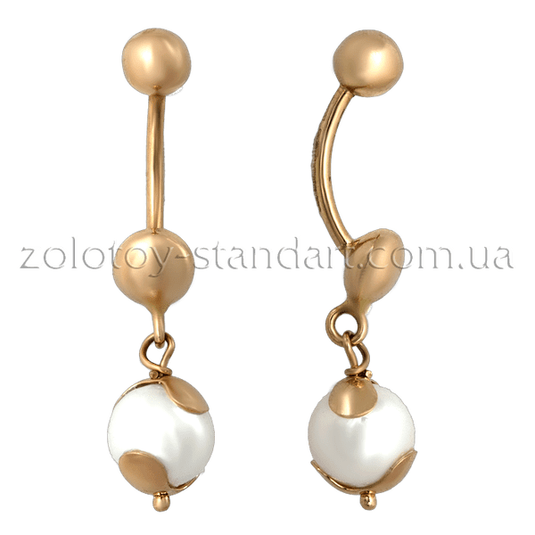 Золотий пірсинг з перлиною 300109 детальне зображення ювелірного виробу Золотий пірсинг з перлиною 300109 детальне зображення ювелірного виробу