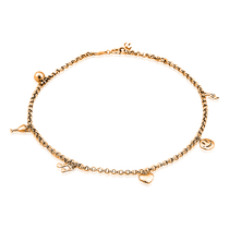 обзорное фото Золотой браслет на ногу с подвесками 032902 Золотые браслеты на ногу обзорное фото Золотой браслет на ногу с подвесками 032902  Золотые браслеты на ногу