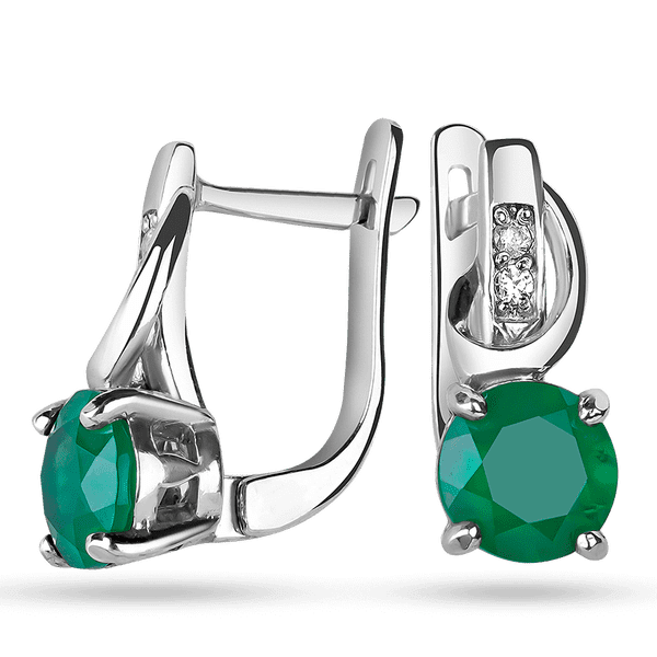 Серьги 925 пробы с зелёным ониксом Станислава  026727 детальное изображение ювелирного изделия Серебряные серьги с камнями Серьги 925 пробы с зелёным ониксом Станислава  026727 детальное изображение ювелирного изделия Серебряные серьги с камнями