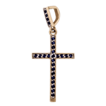 обзорное фото Золотой крестик с сапфирами 3411  Золотые крестики