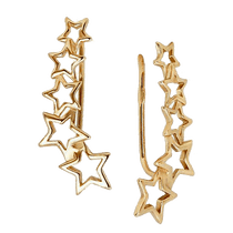 обзорное фото Серьги каффы из золота 585 Звездочки 033781  Золотые серьги