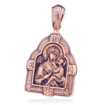 обзорное фото Золотая икона Божией Матери Тихвинской 024629  Золотые подвески иконки