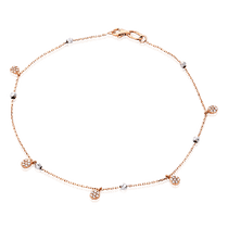 обзорное фото Золотой браслет на ногу с фианитами 032899 Золотые браслеты на ногу обзорное фото Золотой браслет на ногу с фианитами 032899  Золотые браслеты на ногу