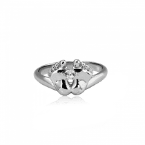 обзорное фото Серебряное кольцо с фианитом в форме ножек младенца 026181  Серебряные кольца со вставками