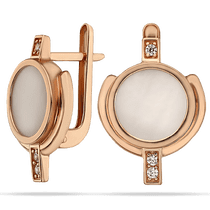 обзорное фото Серьги из золота 585 Вивьен с белым перламутром и фианитами 033412 Золотые серьги обзорное фото Серьги из золота 585 Вивьен с белым перламутром и фианитами 033412  Золотые серьги