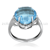 обзорное фото Золотое кольцо с топазом и бриллиантами 11758/1  Золотые кольца с топазом